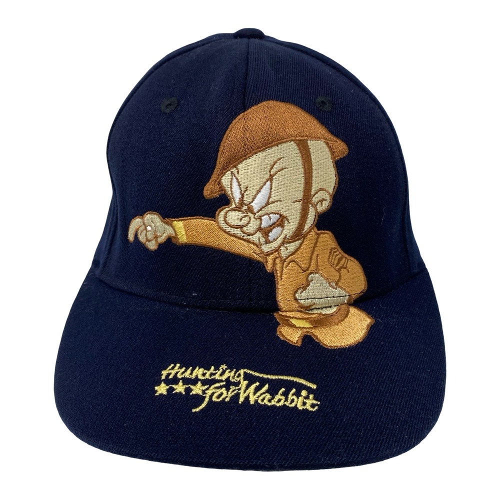 Vintage Lot29 Elmer Fudd Hunting for Wabbit Flexfit Hat Navy Blue Looney Tunes